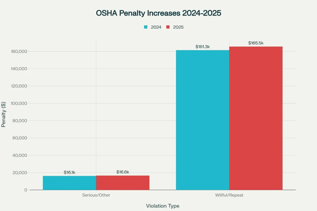 infographic of OSHA fines 2025 vs 2024