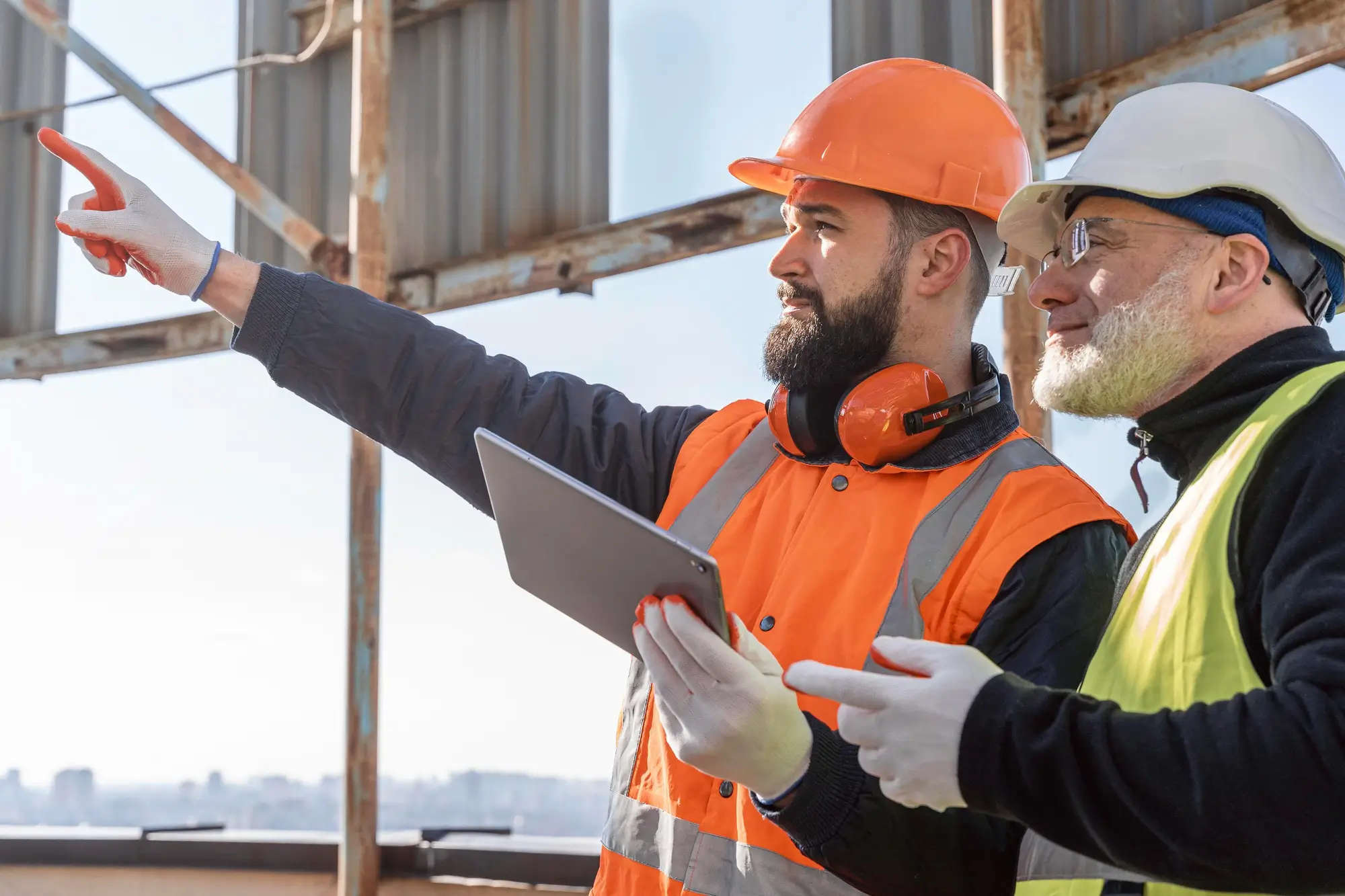 OSHA inspector and manager discussing workplace safety compliance