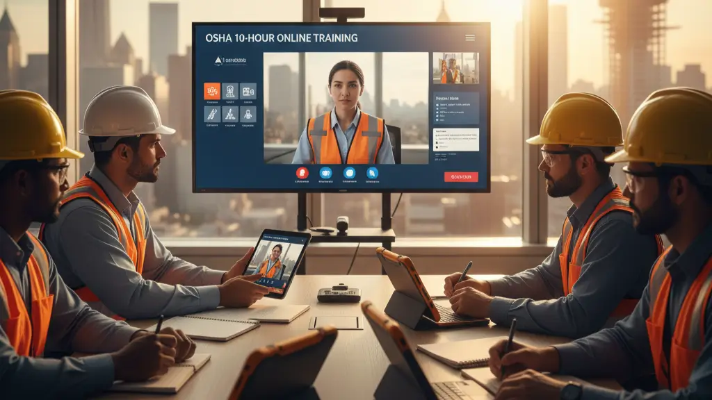 Workers attending OSHA 10-hour workplace safety training